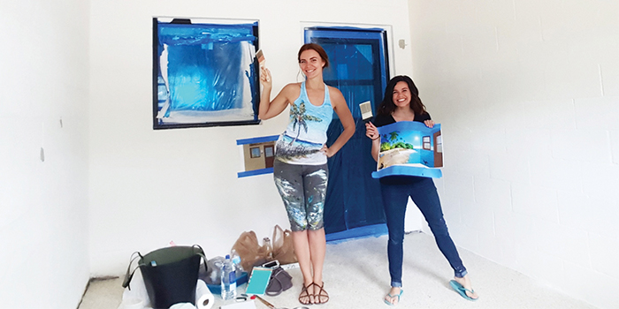 The mural at Big Dog Ranch Rescue was painted in one of the cage-free rooms in collaboration with another local artist Molly Oleson