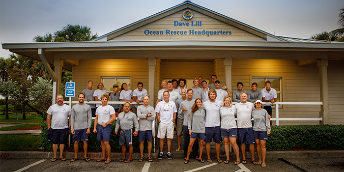 The Dave Lill Ocean Rescue headquarters is home to the Unsung Heroes residing at  the Juno Beach Pier  Pictured here are 30 of  our local lifeguards Front row starting at left - Mike Hutchinson Chase Robertson Russ Gehweiler Len Rodriguez Larry Russell Dave Taylor Rick Welch Lou Kanitsch Jessica Ventura Justin Sullivan Tiffany LaCasse-Johnson Phil Harris and Garren Bolash Middle - Rick Welch Back row starting at left - Rob Rogerson Julia Leo Tammy Moynihan Kodi Cabral Lee Norwood Brian Reagan Andy Bermingham Cam Wagner Pablo Perez Shane Campbell Scott Henderson Sam Van Ornam Dan Barnickel Ben Demonstranti Dylan Owens Andrew Logan and Brian Bowen