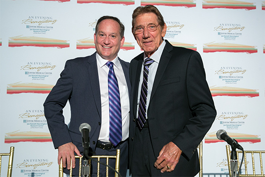 Dr Fox and Joe Namath at a fundraising event for the Joe Namath Neurological Research Center